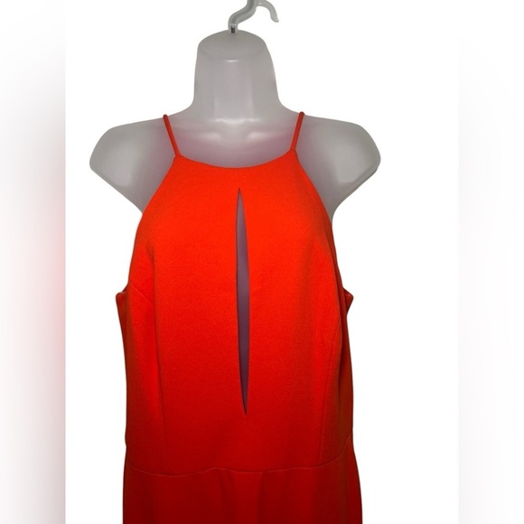 Jay Godfrey Coral Red Keyhole Gown Size 10 Sleeveless Slit Maxi Dress NWOT - Picture 7 of 8